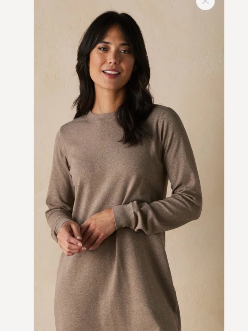 Normal Brand Classic Crewneck Long-Sleeve Dress in Taupe